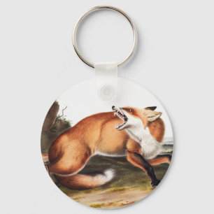 Chaveiro Ilustração da Raposa Vermelha Americana (Vulpes Fu