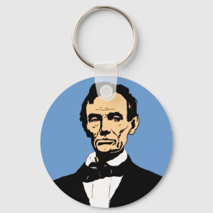 Chaveiro Ilustração de Abraham Lincoln no azul