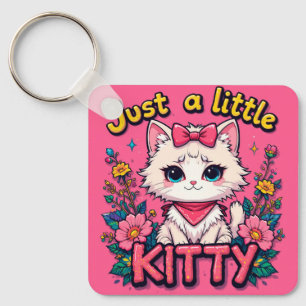 Chaveiro Ilustração de Adorável Gatinho Branco