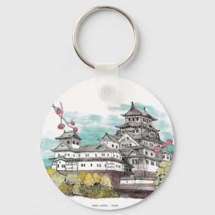 Chaveiro Ilustração de Aquarela do Japão no Castelo de Osak