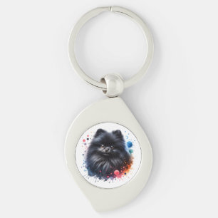 Chaveiro Ilustração de aquarela pomeraniana preta