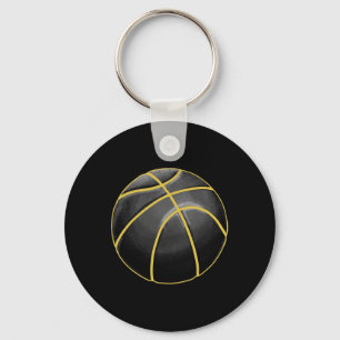 Chaveiro Ilustração de basquete Black Dourado Ball Design S
