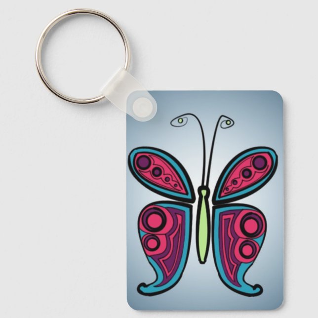 Chaveiro Ilustração de borboleta azul (Frente)