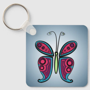 Chaveiro Ilustração de Borboleta Colorida