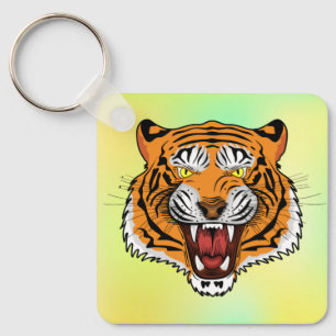 Chaveiro Ilustração de Cabeça de Tigre Feroz-24327