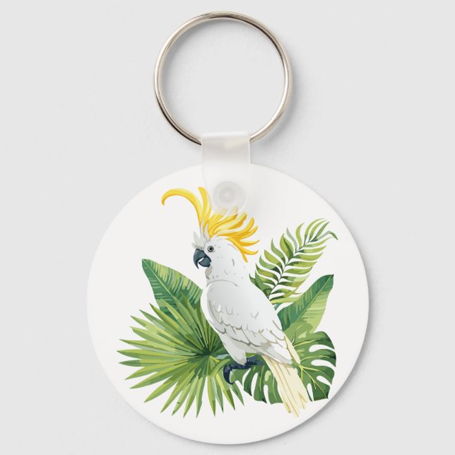 Chaveiro Ilustração de cacatua papagaio (Frente)