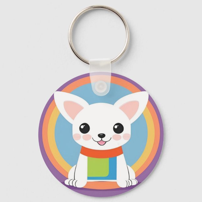 Chaveiro Ilustração de Cachorro de Cartoon Bonito (Frente)