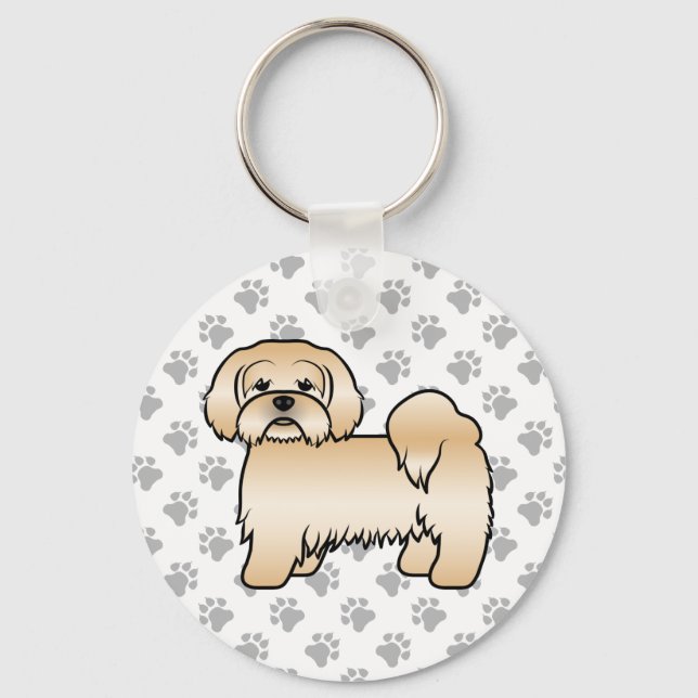 Chaveiro Ilustração de cachorro de desenho animado fofo Lha (Frente)