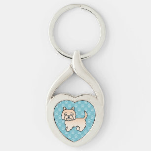 Chaveiro Ilustração de Cão de Cartoon Cream Cairn Terrier