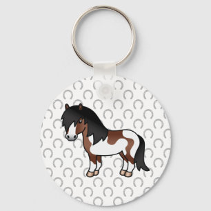 Chaveiro Ilustração de Cartoon Brown Pinto Shetland Pony