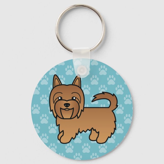 Chaveiro Ilustração de Cartoon Red Australiano Terrier Dog (Frente)