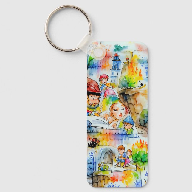 Chaveiro Ilustração de Contorno de Fadas Quimáticas (Frente)