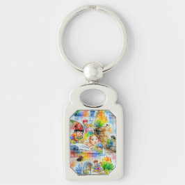 Chaveiro Ilustração de Contorno de Fadas Quimáticas