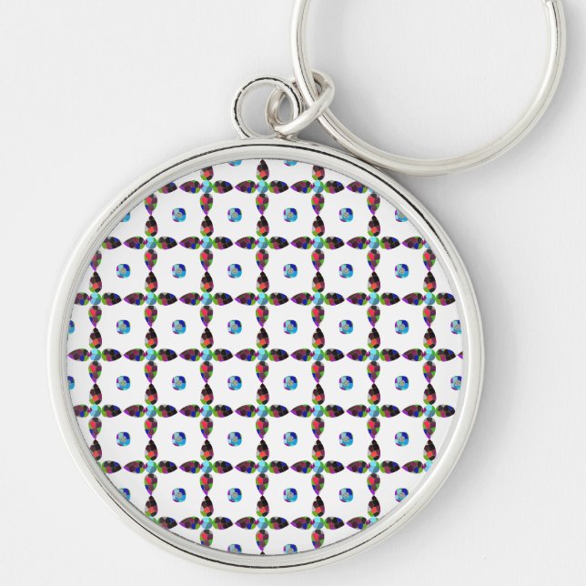 Chaveiro Ilustração de Cor da Flor Turquesa (Frente)