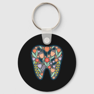 Chaveiro Ilustração de Dente Floral Arte de Parede de Consu