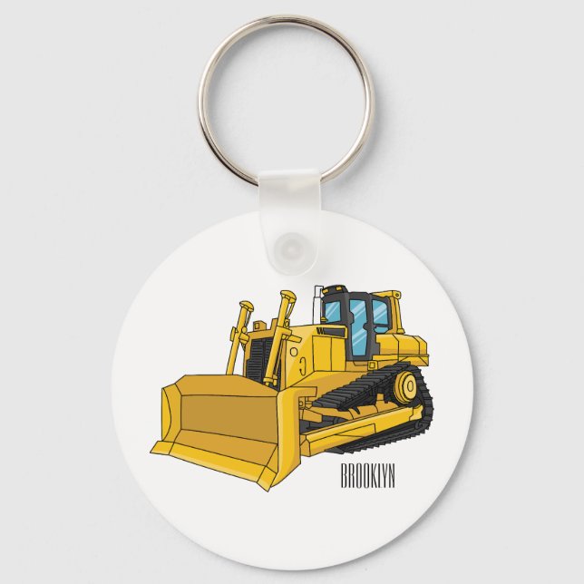 Chaveiro Ilustração de desenho animado Bulldozer (Frente)