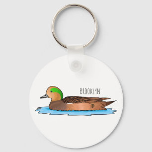 Chaveiro Ilustração de desenho animado de ave-wigeon americ