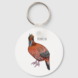 Chaveiro Ilustração de desenho animado de aves tragopan de