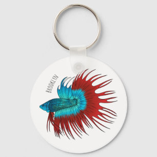 Chaveiro Ilustração de desenho animado de betta-rabo-cruzad