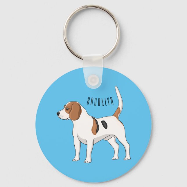 Chaveiro Ilustração de desenho animado de cachorro Beagle (Frente)