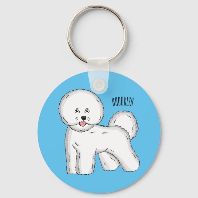 Chaveiro ilustração de desenho animado de cachorro bichon f (Frente)