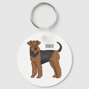 Chaveiro Ilustração de desenho animado de cão Airedale terr