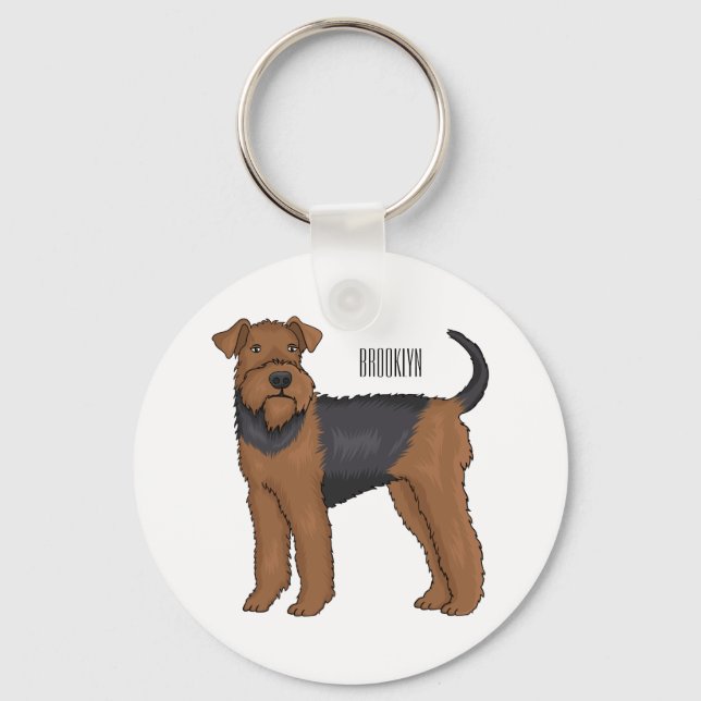 Chaveiro Ilustração de desenho animado de cão Airedale terr (Frente)