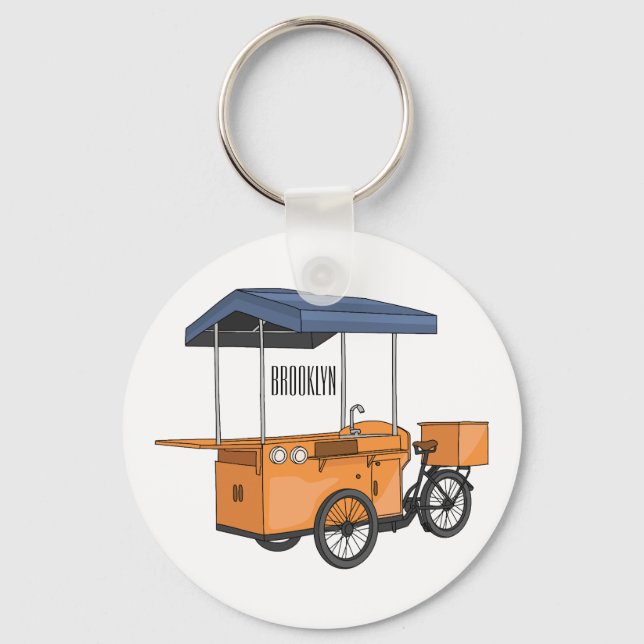 Chaveiro Ilustração de desenho animado de comida de bicicle (Frente)