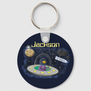 Chaveiro Ilustração de desenho animado de navios de alien