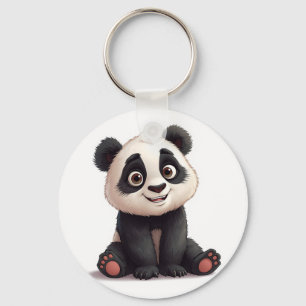 Chaveiro Ilustração de Desenho Animado de Panda Sentado