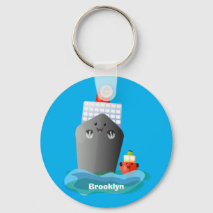 Chaveiro Ilustração de desenho animado do navio de linha do