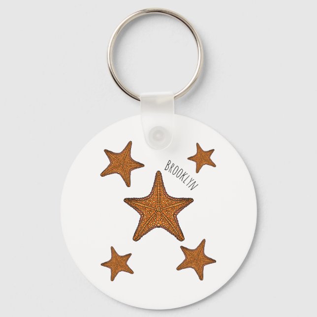 Chaveiro Ilustração de desenho de Starfish (Frente)
