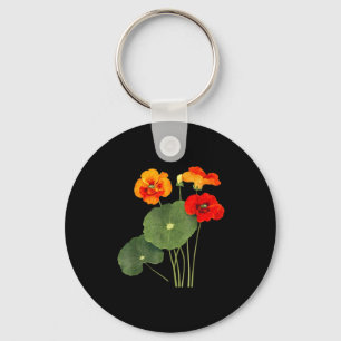 Chaveiro Ilustração de flor de nastúrcio arte da natureza v