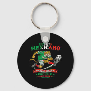 Chaveiro Ilustração de Futebol com Cultura Mexicana Jaguar