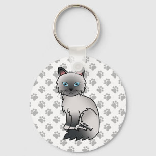 Chaveiro Ilustração de Gato de Azul/Ragdoll