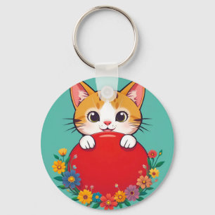 Chaveiro Ilustração de Gato Fofo