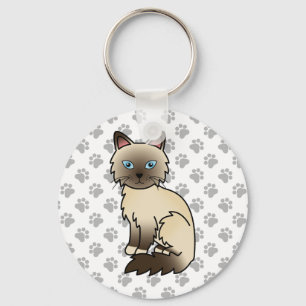 Chaveiro Ilustração de Gato Ragdoll/Ponto de Chocolate Birm