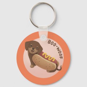 Chaveiro Ilustração de Halloween: Boo-Woof (Dachshund)