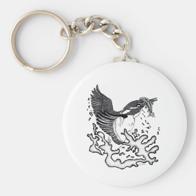 Chaveiro Ilustração de Kingfisher ao teclar do botão (Frente)