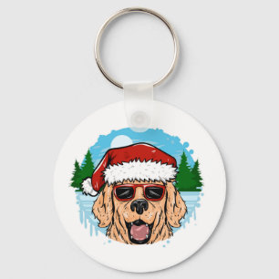 Chaveiro Ilustração de labrador Retriever santa claus