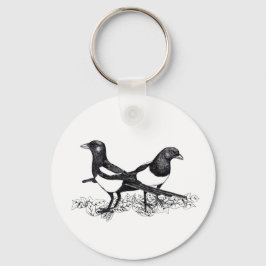 Chaveiro Ilustração de Magpies no botão Keyring