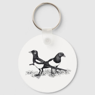 Chaveiro Ilustração de Magpies no botão Keyring