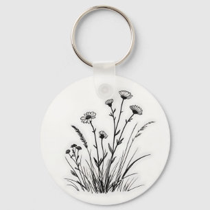 Chaveiro Ilustração de Margaridas em Campo de Flores Silves