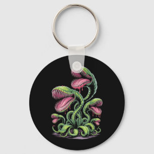 Chaveiro Ilustração de Monstro de Planta Carnívora Com Dent
