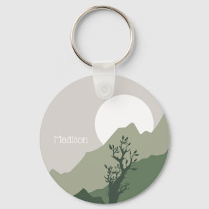 Chaveiro Ilustração de Natureza de Nome Personalizado