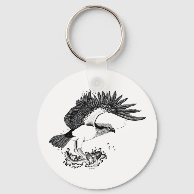 Chaveiro Ilustração de Osprey no teclado do botão (Frente)