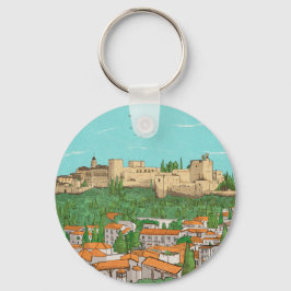 Chaveiro Ilustração de Paisagem de Espanha de Granada Cityv
