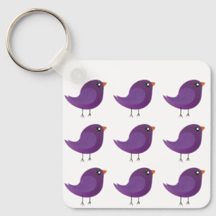 Chaveiro Ilustração de Passarinho Roxo Fofo