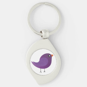 Chaveiro Ilustração de Passarinho Roxo Fofo