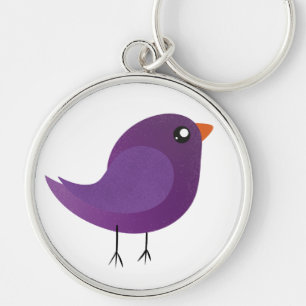 Chaveiro Ilustração de Passarinho Roxo Fofo